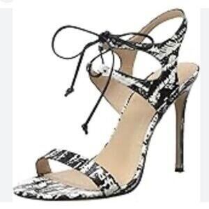 POUR LA VICTOIRE Tan Black Animal Print Leather Strappy Heels – SIZE 6